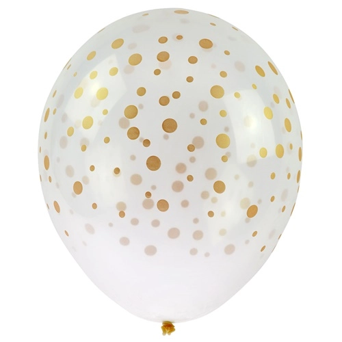 Balony lateksowe transparentne z nadrukiem konfetti
